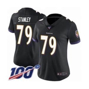 Women's Baltimore Ravens #79 Ronnie Stanley Black Alternate Vapor Untouchable Limited Player 100th Season Football Jersey