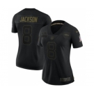 Women's Baltimore Ravens #8 Lamar Jackson 2020 Salute To Service Limited Football Jersey Black