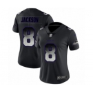 Women's Baltimore Ravens #8 Lamar Jackson Limited Black Smoke Fashion Football Jersey