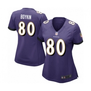 Women's Baltimore Ravens #80 Miles Boykin Game Purple Team Color Football Jersey