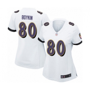 Women's Baltimore Ravens #80 Miles Boykin Game White Football Jersey