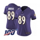 Women's Baltimore Ravens #89 Mark Andrews Purple Team Color Vapor Untouchable Limited Player 100th Season Football Jersey