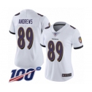 Women's Baltimore Ravens #89 Mark Andrews White Vapor Untouchable Limited Player 100th Season Football Jersey