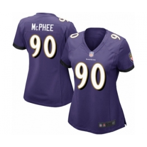 Women's Baltimore Ravens #90 Pernell McPhee Game Purple Team Color Football Jersey