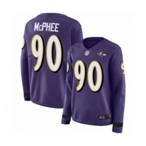 Women's Baltimore Ravens #90 Pernell McPhee Limited Purple Therma Long Sleeve Football Jersey