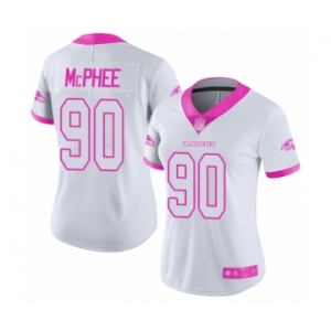 Women's Baltimore Ravens #90 Pernell McPhee Limited White Pink Rush Fashion Football Jersey