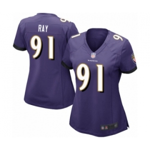 Women's Baltimore Ravens #91 Shane Ray Game Purple Team Color Football Jersey