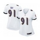 Women's Baltimore Ravens #91 Shane Ray Game White Football Jersey