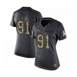 Women's Baltimore Ravens #91 Shane Ray Limited Black 2016 Salute to Service Football Jersey