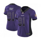 Women's Baltimore Ravens #91 Shane Ray Limited Purple Rush Drift Fashion Football Jersey