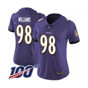 Women's Baltimore Ravens #98 Brandon Williams Purple Team Color Vapor Untouchable Limited Player 100th Season Football Jersey