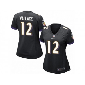 Women's Nike Baltimore Ravens #12 Mike Wallace Limited Black Alternate NFL Jersey