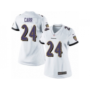 Women's Nike Baltimore Ravens #24 Brandon Carr Limited White NFL Jersey