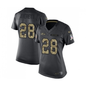 Women's Nike Baltimore Ravens #28 Anthony Averett Limited Black 2016 Salute to Service NFL Jersey