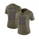 Women's Nike Baltimore Ravens #28 Anthony Averett Limited Olive 2017 Salute to Service NFL Jersey