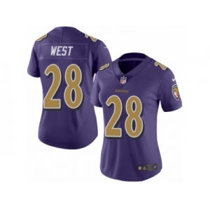 Women's Nike Baltimore Ravens #28 Terrance West Limited Purple Rush NFL Jersey