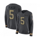 Women's Nike Baltimore Ravens #5 Joe Flacco Limited Black Salute to Service Therma Long Sleeve NFL Jersey