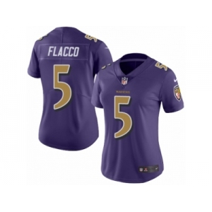 Women's Nike Baltimore Ravens #5 Joe Flacco Limited Purple Rush NFL Jersey