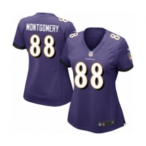 Women's Nike Baltimore Ravens #88 Ty Montgomery Game Purple Team Color NFL Jersey