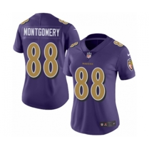 Women's Nike Baltimore Ravens #88 Ty Montgomery Limited Purple Rush Vapor Untouchable NFL Jersey