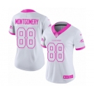 Women's Nike Baltimore Ravens #88 Ty Montgomery Limited White Pink Rush Fashion NFL Jersey