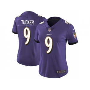 Women's Nike Baltimore Ravens #9 Justin Tucker Vapor Untouchable Limited Purple Team Color NFL Jersey