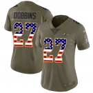 Women's Nike Ravens #27 J.K. Dobbins Olive USA Flag Stitched NFL Limited 2017 Salute To Service Jersey