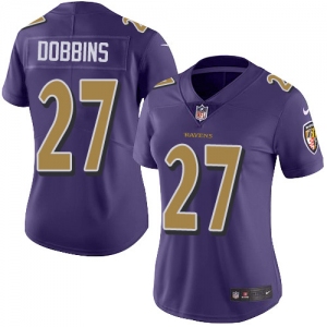 Women's Nike Ravens #27 J.K. Dobbins Purple Stitched NFL Limited Rush Jersey