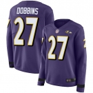 Women's Nike Ravens #27 J.K. Dobbins Purple Team Color Stitched NFL Limited Therma Long Sleeve Jersey