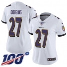 Women's Nike Ravens #27 J.K. Dobbins White Stitched NFL 100th Season Vapor Untouchable Limited Jersey