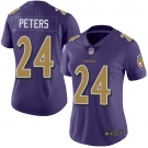 Women's Ravens #24 Marcus Peters Purple Stitched Football Limited Rush Jersey