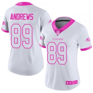 Women's Ravens #89 Mark Andrews White Pink Stitched Football Limited Rush Fashion Jersey