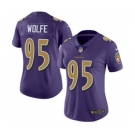 Women's Ravens #95 Derek Wolfe Purple Stitched Football Limited Rush Jersey