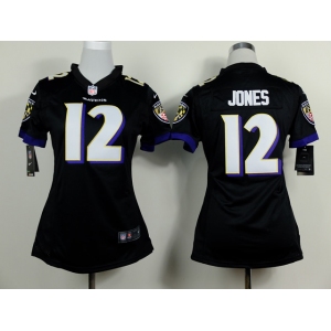 nike women nfl jerseys baltimore ravens #12 jones black[nike]