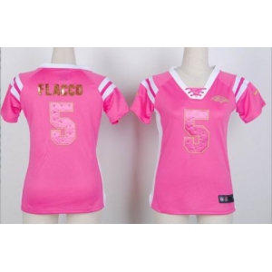 nike women nfl jerseys baltimore ravens #5 joe flacco pink[fashion Rhinestone sequins]