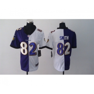 nike women nfl jerseys baltimore ravens #82 smith white-purple [nike split]