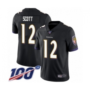 Youth Baltimore Ravens #12 Jaleel Scott Black Alternate Vapor Untouchable Limited Player 100th Season Football Jersey