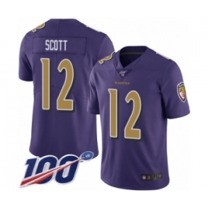 Youth Baltimore Ravens #12 Jaleel Scott Limited Purple Rush Vapor Untouchable 100th Season Football Jersey