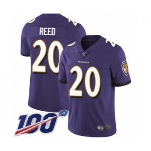 Youth Baltimore Ravens #20 Ed Reed Purple Team Color Vapor Untouchable Limited Player 100th Season Football Jersey