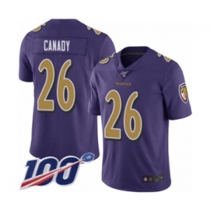 Youth Baltimore Ravens #26 Maurice Canady Limited Purple Rush Vapor Untouchable 100th Season Football Jersey