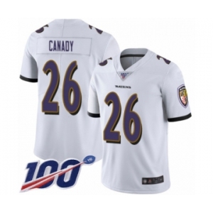 Youth Baltimore Ravens #26 Maurice Canady White Vapor Untouchable Limited Player 100th Season Football Jersey
