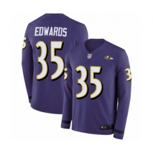 Youth Baltimore Ravens #35 Gus Edwards Limited Purple Therma Long Sleeve Football Jersey