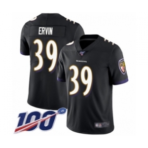 Youth Baltimore Ravens #39 Tyler Ervin Black Alternate Vapor Untouchable Limited Player 100th Season Football Jersey