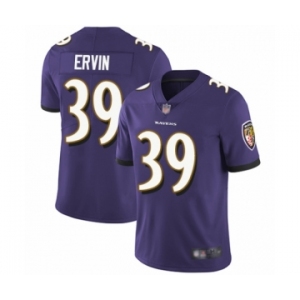 Youth Baltimore Ravens #39 Tyler Ervin Purple Team Color Vapor Untouchable Limited Player Football Jersey