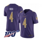 Youth Baltimore Ravens #4 Sam Koch Limited Purple Rush Vapor Untouchable 100th Season Football Jersey