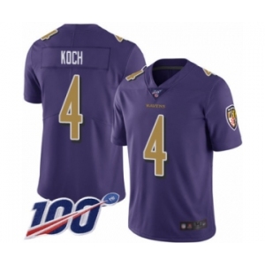 Youth Baltimore Ravens #4 Sam Koch Limited Purple Rush Vapor Untouchable 100th Season Football Jersey