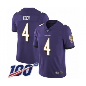 Youth Baltimore Ravens #4 Sam Koch Purple Team Color Vapor Untouchable Limited Player 100th Season Football Jersey
