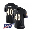 Youth Baltimore Ravens #40 Kenny Young Black Alternate Vapor Untouchable Limited Player 100th Season Football Jersey