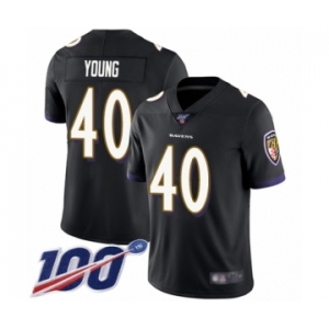 Youth Baltimore Ravens #40 Kenny Young Black Alternate Vapor Untouchable Limited Player 100th Season Football Jersey