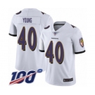 Youth Baltimore Ravens #40 Kenny Young White Vapor Untouchable Limited Player 100th Season Football Jersey